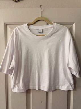 White Cropped Crew Tee - Casual Women’s Crop Top